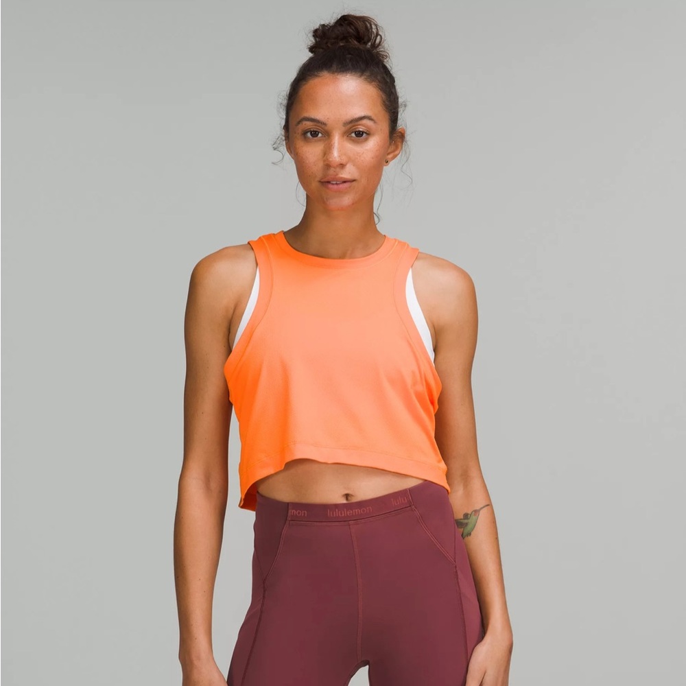 Orange Open-Back Cropped Train Tank